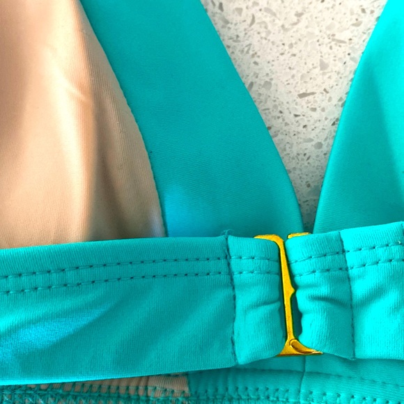 Cabana Life Sun UV Protection Aqua Bikini Top XL NWT 50+ Gold Padded - Picture 7 of 12